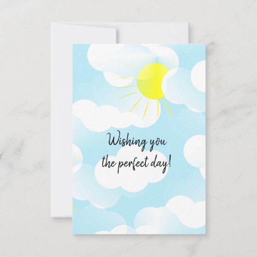 Carte Ciel d'été bleu soleil avec nuages Joyeux annivers (Dos)