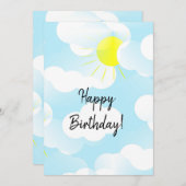 Carte Ciel d'été bleu soleil avec nuages Voeux d'anniver (Devant / Derrière)