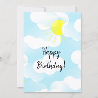 Carte Ciel d'été bleu soleil avec nuages Voeux d'anniver