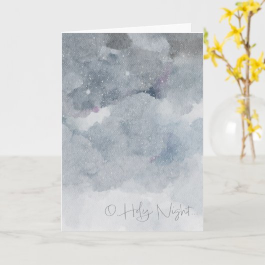 Carte Ciel nocturne moderne aquarelle (Fleur jaune)