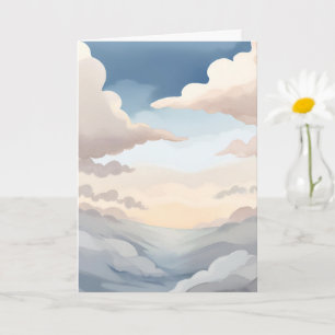 Carte Cieux nuageux   Nuages bleus de ciel à l'aquarelle
