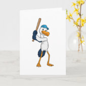 Carte Cigogne au baseball avec une batte de baseball (Fleur jaune)