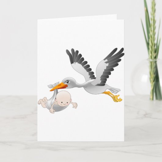 Carte cigogne et bébé (Devant)
