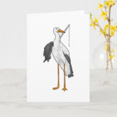 Carte Cigogne Pêche Pêcheur Canne à pêche (Fleur jaune)