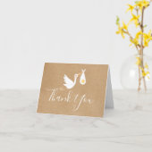 Carte Cigogne rustique Bébé Étoile d'or Script Merci (Fleur jaune)