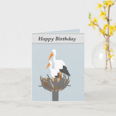 Carte Cigognes dans un nid anniversaire modifiable (Fleur jaune)