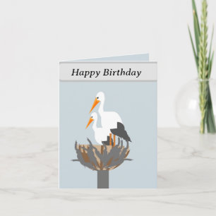 Carte Cigognes dans un nid anniversaire modifiable