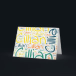 Carte Cillian<br><div class="desc">Cillian. Montrez et portez ce populaire beau prénom masculin conçu comme un nuage de mots coloré fait de lettrage à la main horizontale et verticale dans différentes tailles et des couleurs fraîches adorables. Portez votre nom américain positif ou montrez au monde que vous aimez ou adorez. Merch avec cette oeuvre...</div>