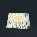 Carte Cillian<br><div class="desc">Cillian. Montrez et portez ce populaire beau prénom masculin conçu comme un nuage de mots coloré fait de lettrage à la main horizontale et verticale dans différentes tailles et des couleurs fraîches adorables. Portez votre nom américain positif ou montrez au monde que vous aimez ou adorez. Merch avec cette oeuvre...</div>