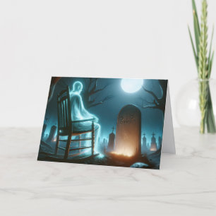 Carte Cimetière d'Halloween avec fantôme d'homme