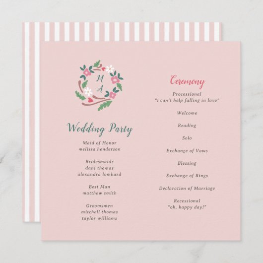 Carte Cimier Floral Rustique Avec Monogramme (Devant / Derrière)