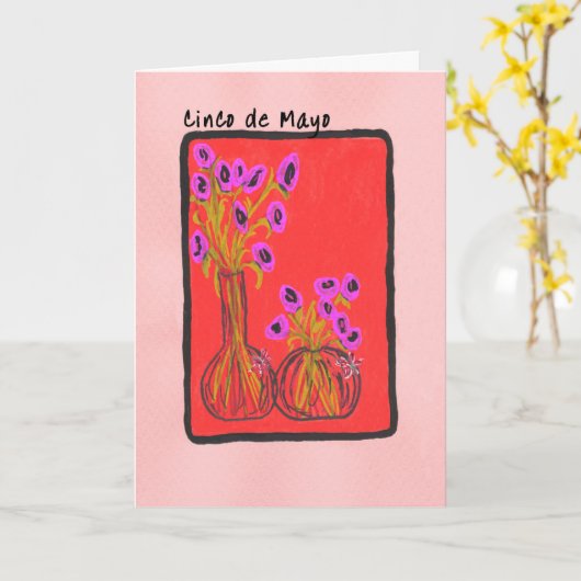 Carte Cinco de Mayo Fleurs dans les vases (Fleur jaune)