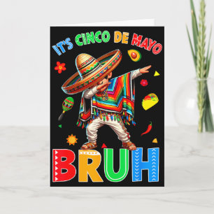 Carte Cinco de mayo frère garçon dabant mexicain sombrer
