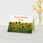 Carte Cindy Happy Birthday Sunflower Field (Fleur jaune)