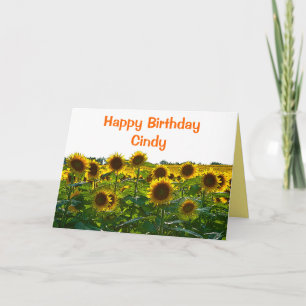 Carte Cindy Happy Birthday Sunflower Field