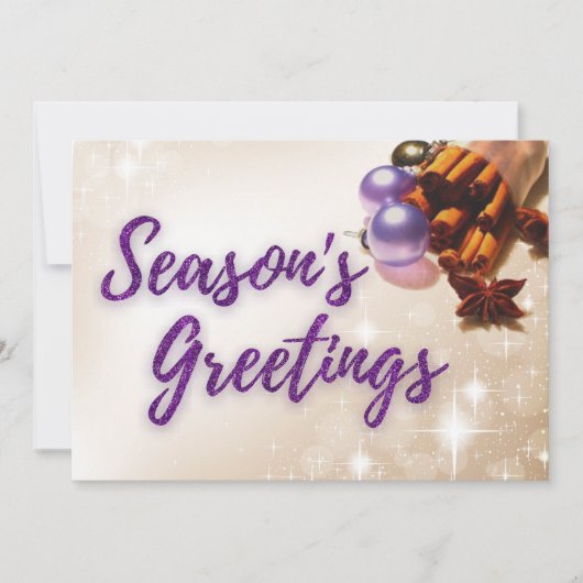 Carte Cinnamon et violet Parties scintillant Script Phot (Devant)