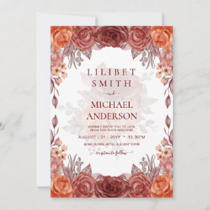 Carte Cinnamon Terracotta TOMBE Floral MARIAGE