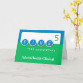 Carte Cinq 5 ans d'anniversaire d'employé avec cercles (Fleur jaune)