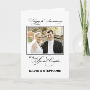 Carte Cinq ans de mariage Nom personnalisé/Photo
