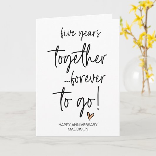 Carte Cinq ans ensemble Mariage Anniversaire Mari (Fleur jaune)