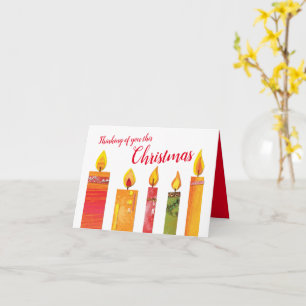 Carte Cinq bougies allumées en papier artisanal pour Noë