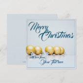 Carte Cinq boules de Noël dorées - écriture bleue (Devant / Derrière)