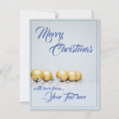Carte Cinq boules dorées de Noël - écriture bleue (Devant)