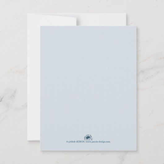 Carte Cinq boules dorées de Noël - écriture bleue (Dos)