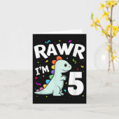Carte Cinq Rawr Im 5 Ans T-rex Dinosaur 5e anniversaire (Fleur jaune)