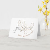 Carte Cinquante et fabuleuse typographie or Anniversaire (Fleur jaune)