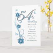 Carte cinquante-quatrième anniversaire dans la sarcelle (Fleur jaune)