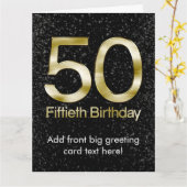 Carte cinquantième Anniversaire, charme noir élégant (Fleur jaune)