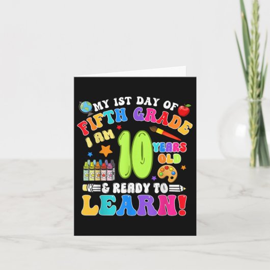 Carte Cinquième 5e année Premier jour de l'école garçons (Devant)