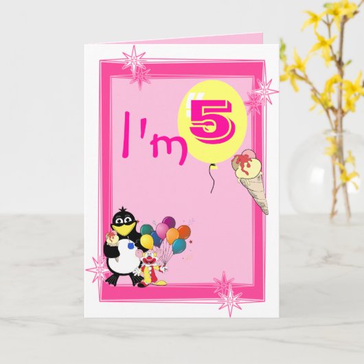 Carte Cinquième anniversaire (Fleur jaune)