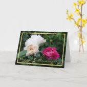 Carte Cinquième Anniversaire Mariage Souhaite Crème Rose (Fleur jaune)