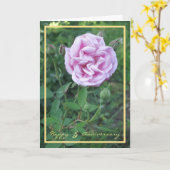 Carte Cinquième anniversaire Mariage souhaite Rose viole (Fleur jaune)