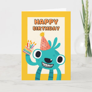 Carte Cinquième anniversaire mignon pour enfant avec cré