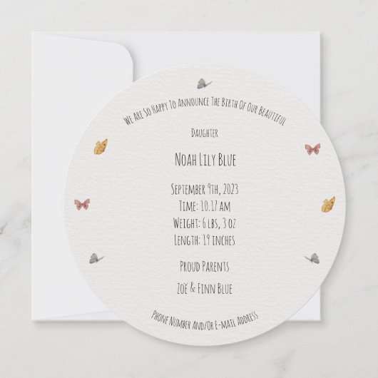 Carte (Circle) - Birth Announcement (Dos)