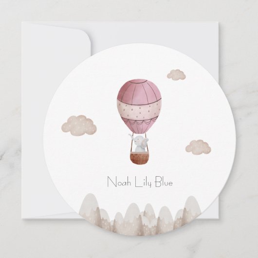Carte (Circle) - Birth Announcement Elephant (Devant)