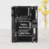 Carte Circuit B&W 'Happy Birthday' (Fleur jaune)