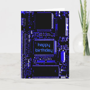 Carte Circuit Blue 'Happy Birthday' texte avant