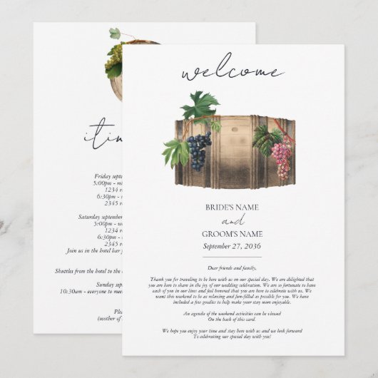 Carte Circuit de mariage de vignoble de cave à vin (Devant / Derrière)