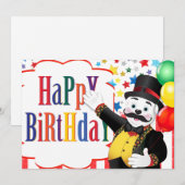 Carte Cirque d'anniversaire d'ours polaire (Devant / Derrière)