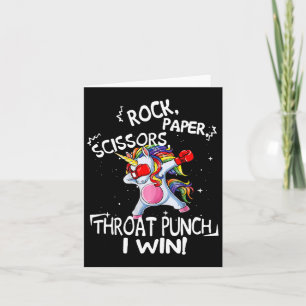 Carte Ciseaux de papier roche Throat Punch I Win Unicorn