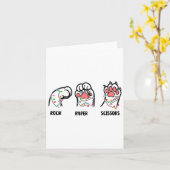 Carte Ciseaux de papier rocheux Pâtes de chat Noël Amour (Fleur jaune)