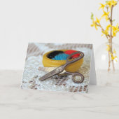 Carte Ciseaux et fils (Fleur jaune)