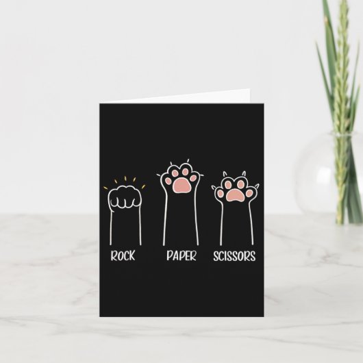 Carte Ciseaux Papier Rocher Paw Cute Chat Animal Jeu (Devant)