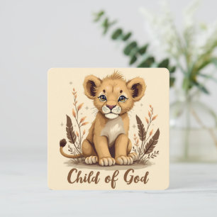 Carte Citation adorable Lion Cub Christian Art Faith