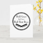 Carte Citation amusante - Les gars chauves n'ont pas de  (Fleur jaune)