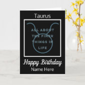 Carte Citation amusante Taurus Zodiac en Noir & Blanc An (Fleur jaune)